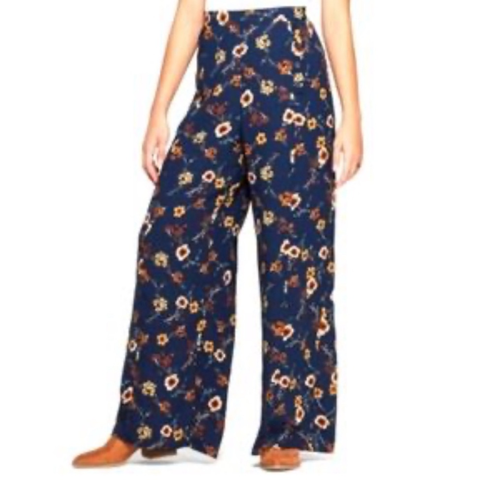 XHILARATION Boho Floral High-Rise Wide Leg Pull-On Pant Cottagecore Size S